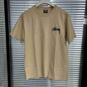 Stussy Tan Short Sleeve Tee with Black Script Logo